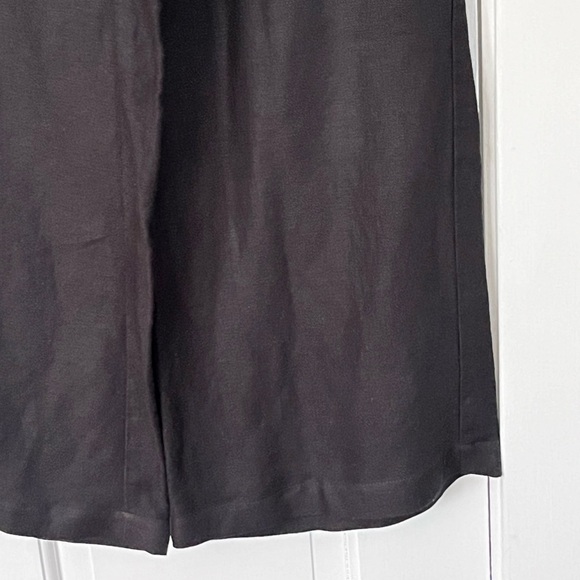 Chico's Linen Blend Black Pull On Wide Leg Pant 0 Small Elastic Waist with Ties - Picture 3 of 8